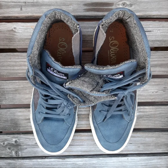 Men's St. Oliver Brown Suede & Blue Eco leather sneakers, Size 8.5 US (42 EU) - Picture 6 of 10